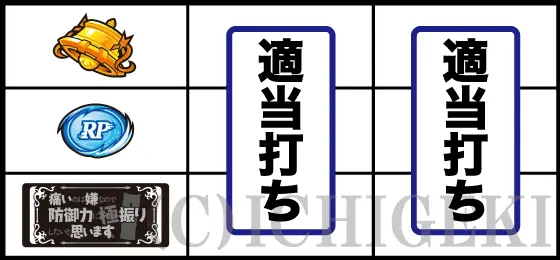 スマスロ痛いのは嫌なので防御力に極振りしたいと思います。の下段BAR停止時の打ち方手順