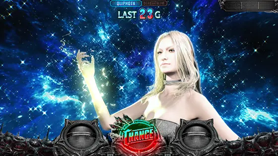 スマスロ デビル メイ クライ5 スタイリッシュトライブのST中の演出（トリッシュ電撃）