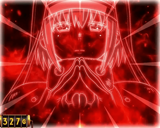 Lパチスロ 炎炎ノ消防隊の前兆中オーラ色「赤」