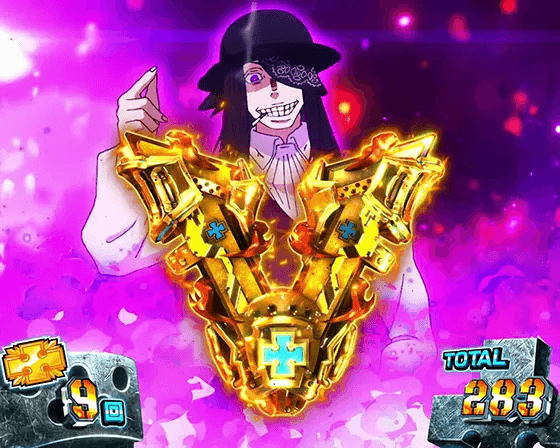 Lパチスロ 炎炎ノ消防隊のボーナス1G連ストック獲得画面