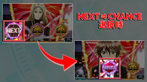 スマスロ ギルティクラウン2のレゾナンスナビのNEXT選択時