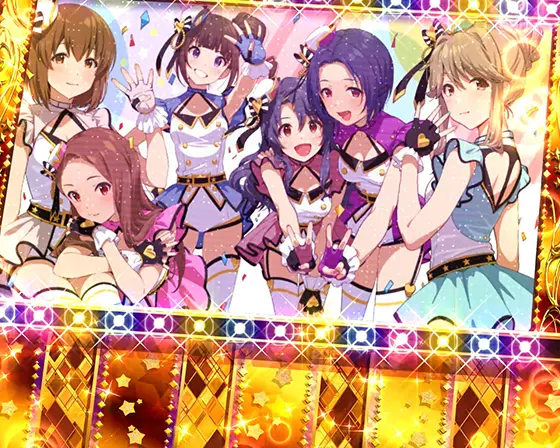 スマスロ アイドルマスター ミリオンライブ！ ネクストプロローグのボーナス終了画面⑧（みんなの指が4）
