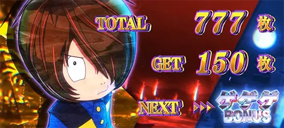 スマスロ ゲゲゲの鬼太郎　覚醒のボーナス終了画面(1G連獲得)