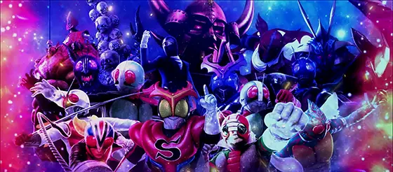 L 仮面ライダー 7RIDERSのAT終了画面 全員集合
