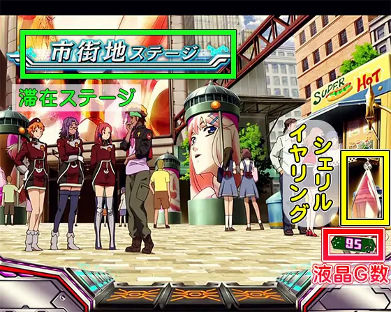 Lパチスロ マクロスフロンティア4の通常時のインターフェース解説画像