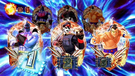 スマスロキン肉マン～7人の悪魔超人編～の正義超人アタック中の画面インターフェース