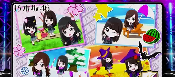ぱちスロ 乃木坂46のAT終了画面:ミニキャラ春夏秋冬