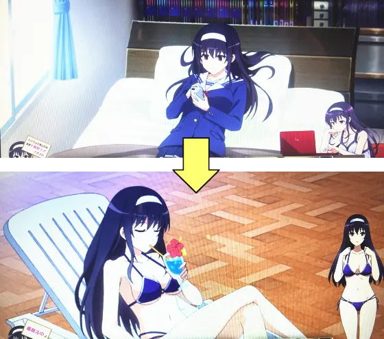 スロット 冴えない彼女の育てかたの水着カスタム変化