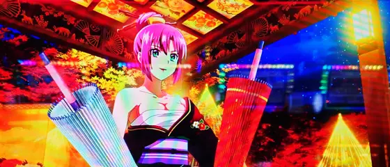 スマスロスーパーブラックジャックのジャパンステージ（傘がささる）