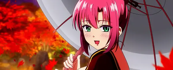 スマスロスーパーブラックジャックのジャパンステージ（傘を差したリオ「ドキドキしますね」）