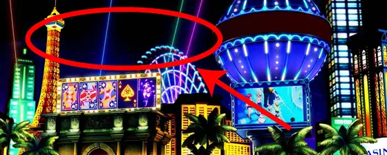 スマスロスーパーブラックジャックのリオの外観ステージ（レーザー演出）