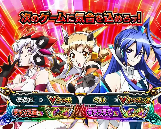 Lパチスロ戦姫絶唱シンフォギア 正義の歌の報酬ランクアップパターン「赤背景」