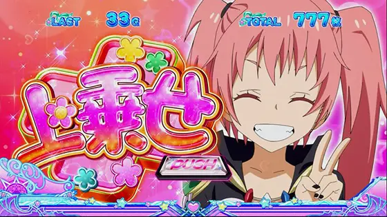 スマスロ転生したらスライムだった件の上乗せ告知の画面