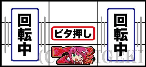 LBパチスロ1000ちゃんAのボーナス入賞手順（右リール赤7下段ビタ押し）