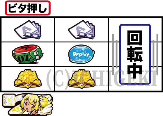 LBパチスロ1000ちゃんAの中押し1000ちゃん枠下下（左リールブランクビタ押し）