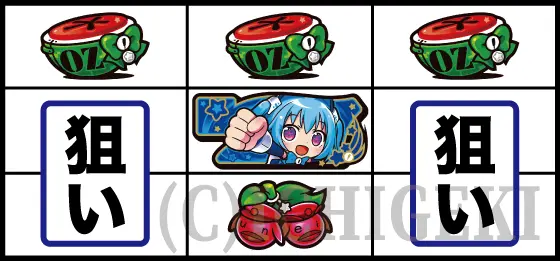 LBパチスロ1000ちゃんAの中押し（中段1000ちゃん停止スイカフォロー）