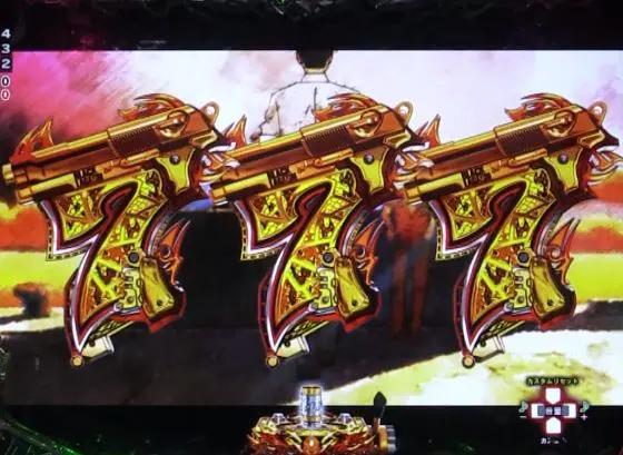 パチンコPブラックラグーン4 EXTRA BULLET 129ver.の全回転リーチ図柄揃い画像