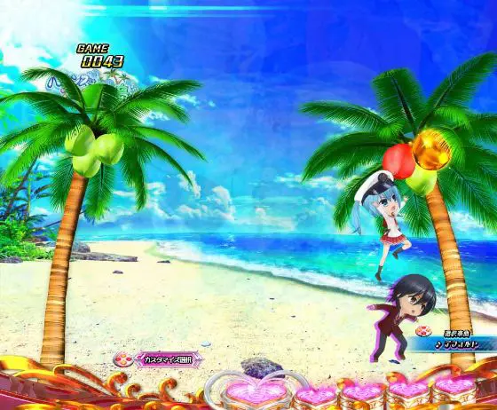 パチンコP緋弾のアリア～緋緋神降臨～88Ver.のヤシの木揺れ予告画像