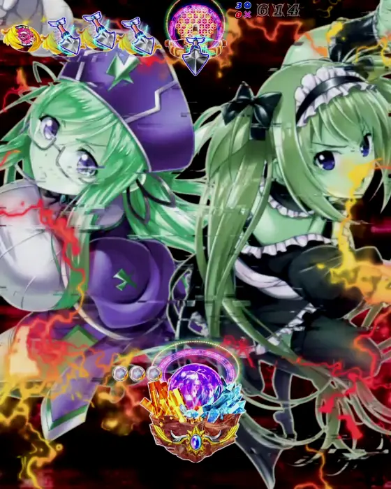 パチンコPクイーンズブレイド4 ナナエルver.の図柄拡大先読み予告画像