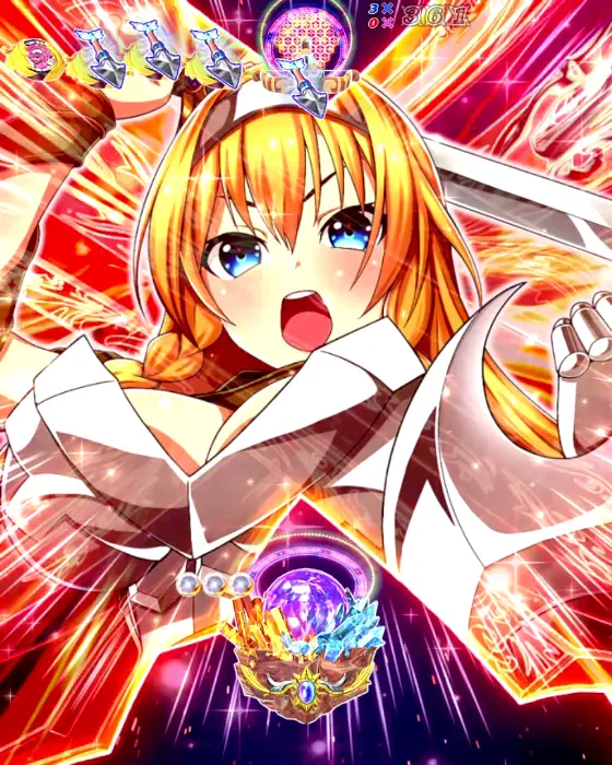 パチンコPクイーンズブレイド4 ナナエルver.のチャンス目カットイン予告画像