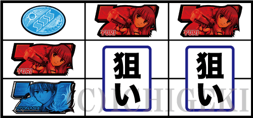パチスロAngel Beats!の赤7中段停止時は各リール赤7狙いの画像