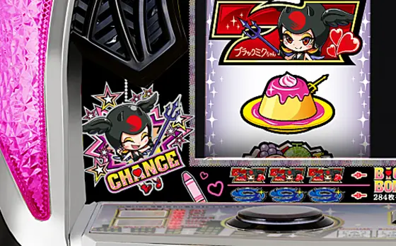 パチスロ ブラックミクちゃんの告知ランプ
