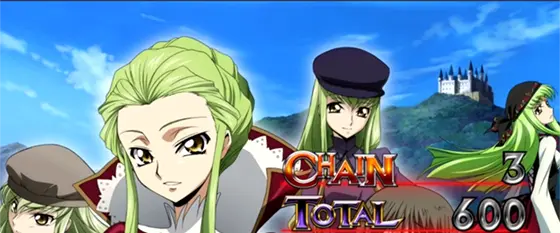 パチスロコードギアス 反逆のルルーシュ3 C.C.&Kallen ver.のAT終了画面(高設定示唆②)