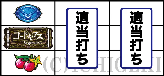 パチスロコードギアス 反逆のルルーシュ3 C.C.&Kallen ver.のチェリー停止時の打ち方手順
