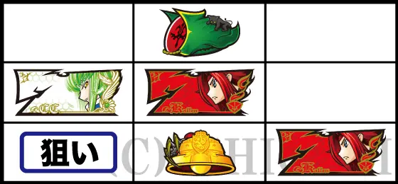 パチスロコードギアス 反逆のルルーシュ3 C.C.&Kallen ver.の通常時のボーナス察知手順(左リールに白7狙い)