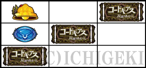 パチスロコードギアス 反逆のルルーシュ3 C.C.&Kallen ver.のリーチ目「BAR揃い」