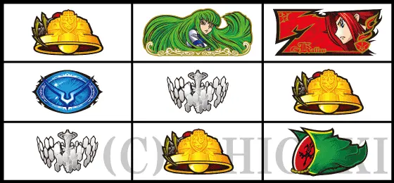 パチスロコードギアス 反逆のルルーシュ3 C.C.&Kallen ver.の右リールチェリー停止時の止まり方