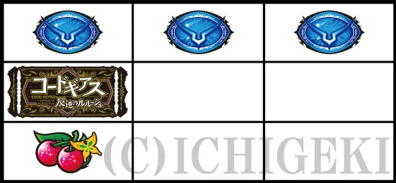 パチスロコードギアス 反逆のルルーシュ3 C.C.&Kallen ver.のリーチ目「チェリー+リプレイ」