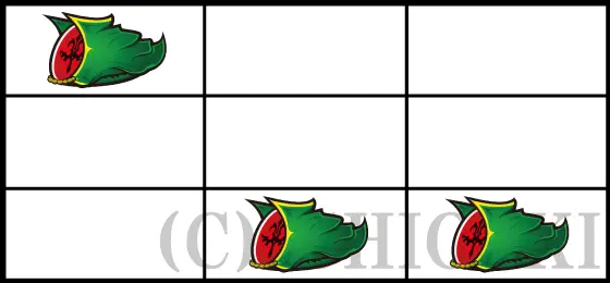パチスロコードギアス 反逆のルルーシュ3 C.C.&Kallen ver.のリーチ目「中ずれスイカタイプ」
