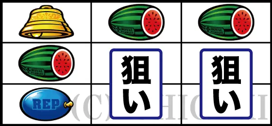 クランキークレスト中段スイカ停止時の打ち方画像