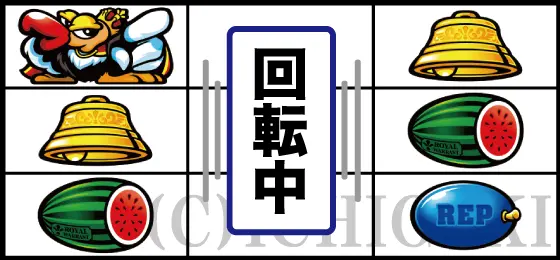 クランキークレストのリーチ目「右リール中段スイカ停止」
