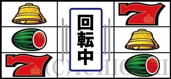 クランキークレストのリーチ目「ハサミ打ち右上がり赤7テンパイ」