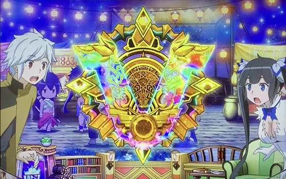 パチスロ ダンジョンに出会いを求めるのは間違っているだろうか２のVストック報知の画面