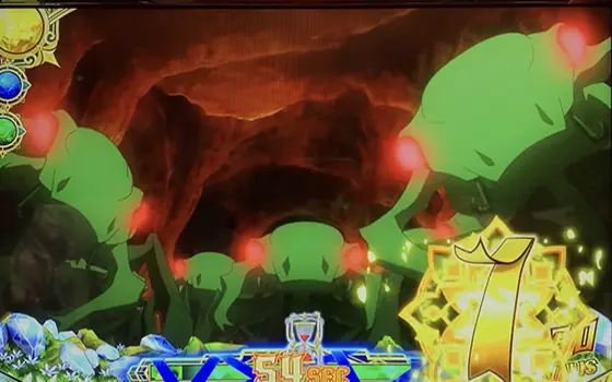 パチスロ ダンジョンに出会いを求めるのは間違っているだろうか２のモンスター撃破時の画面
