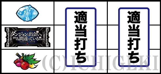 パチスロ ダンジョンに出会いを求めるのは間違っているだろうか２のチェリー停止時の打ち方手順