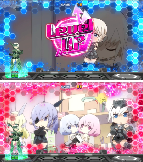 パチスロ フレームアームズ・ガールの最終告知の枠色アップ画面
