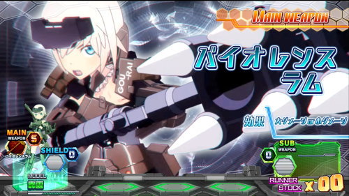パチスロ フレームアームズ・ガールのメインウェポン(バイオレンスラム)の画面