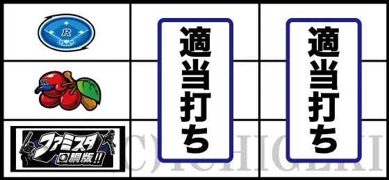 ファミスタ回胴版‼の枚数調整手順(左リール下段にBAR図柄をビタ押し)