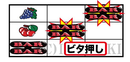 ファンキージャグラー２の単チェリーの停止型