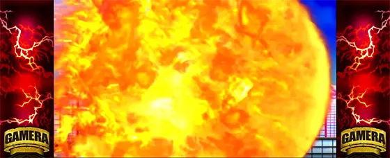 パチスロ ガメラ2のガメラ攻撃「火球(特大)」
