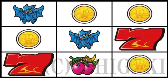 パチスロ ガメラ2のリーチ目役Bの停止型(左1st赤7狙い時)