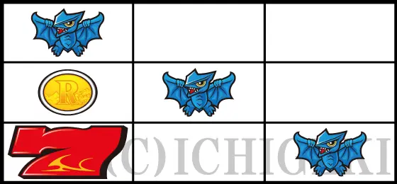 パチスロ ガメラ2の右下がりギャオス（3枚 or リプレイ）の停止型