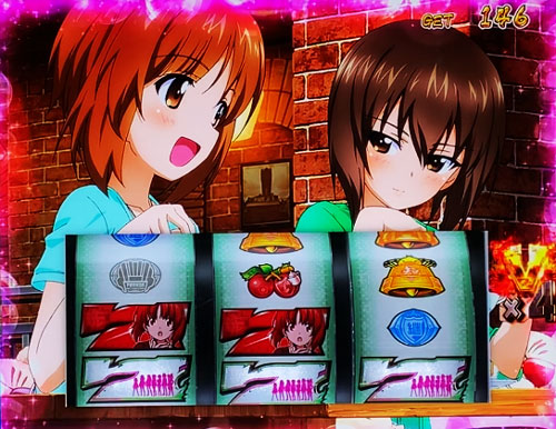 パチスロガールズ＆パンツァー 劇場版の7揃い時の画面