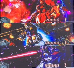 カードバトルパチスロ ガンダム クロスオーバーの開始画面1機の画像