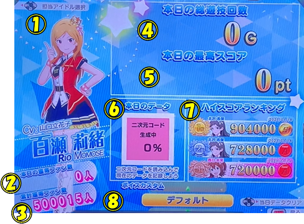 パチスロ アイドルマスター ミリオンライブ！のメニュー画面説明画像