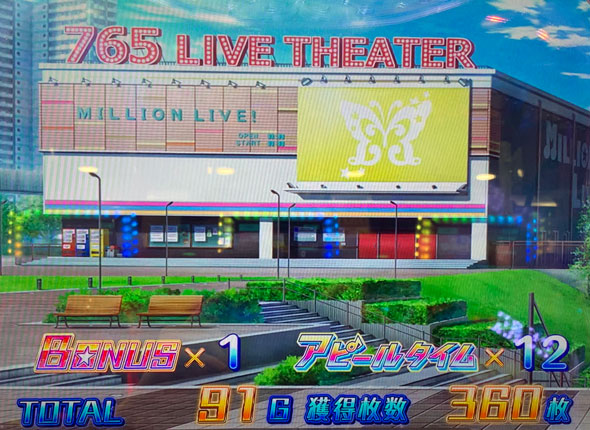 パチスロ アイドルマスター ミリオンライブ！のAT終了画面